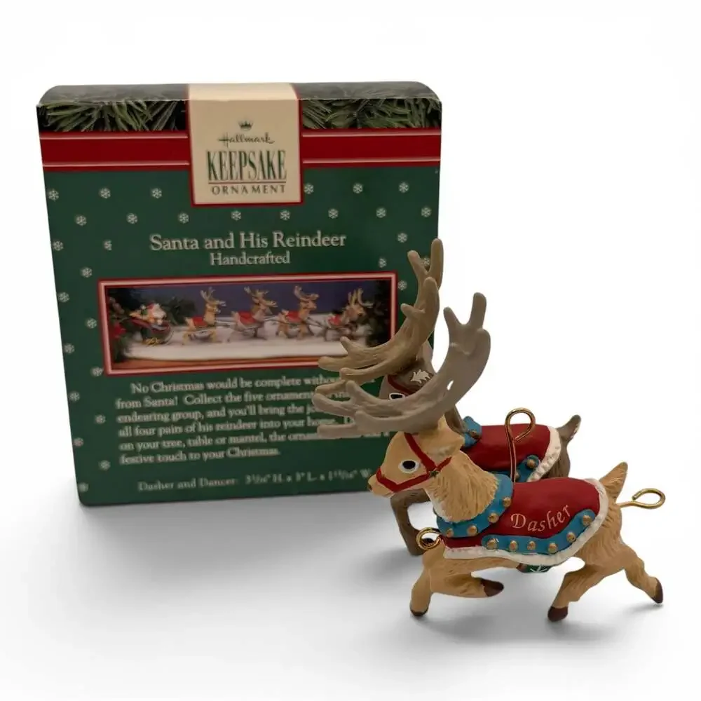 Hallmark Keepsake Christmas Ornaments Prancer & Vixen 1992